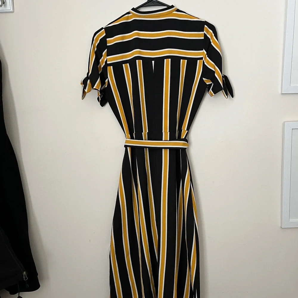 Who What Wear Striped Midi Dress Yellow Black Size XS